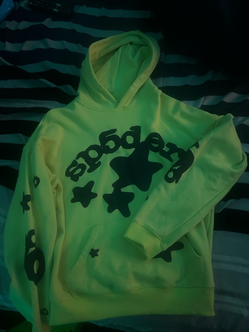 Yellow graphic sp5der hoodie
